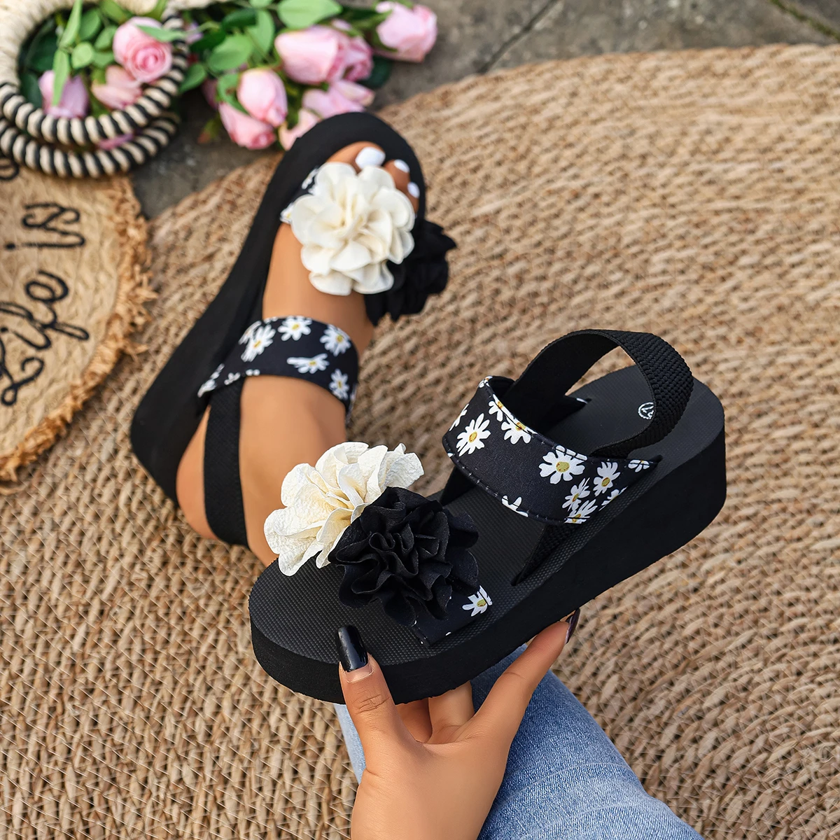 Women Wedge Sandals Trend Fashion Platform Sandals Woman Summer Lightweight Shoes Women Thick Sole Beach Shoes Zapatos De Mujer