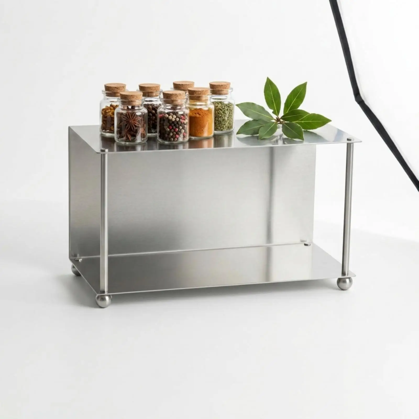 Stainless Steel Shelf Organizer Rack for Desk Kitchen Countertop Two Tier Coffee Cup Holder Storage