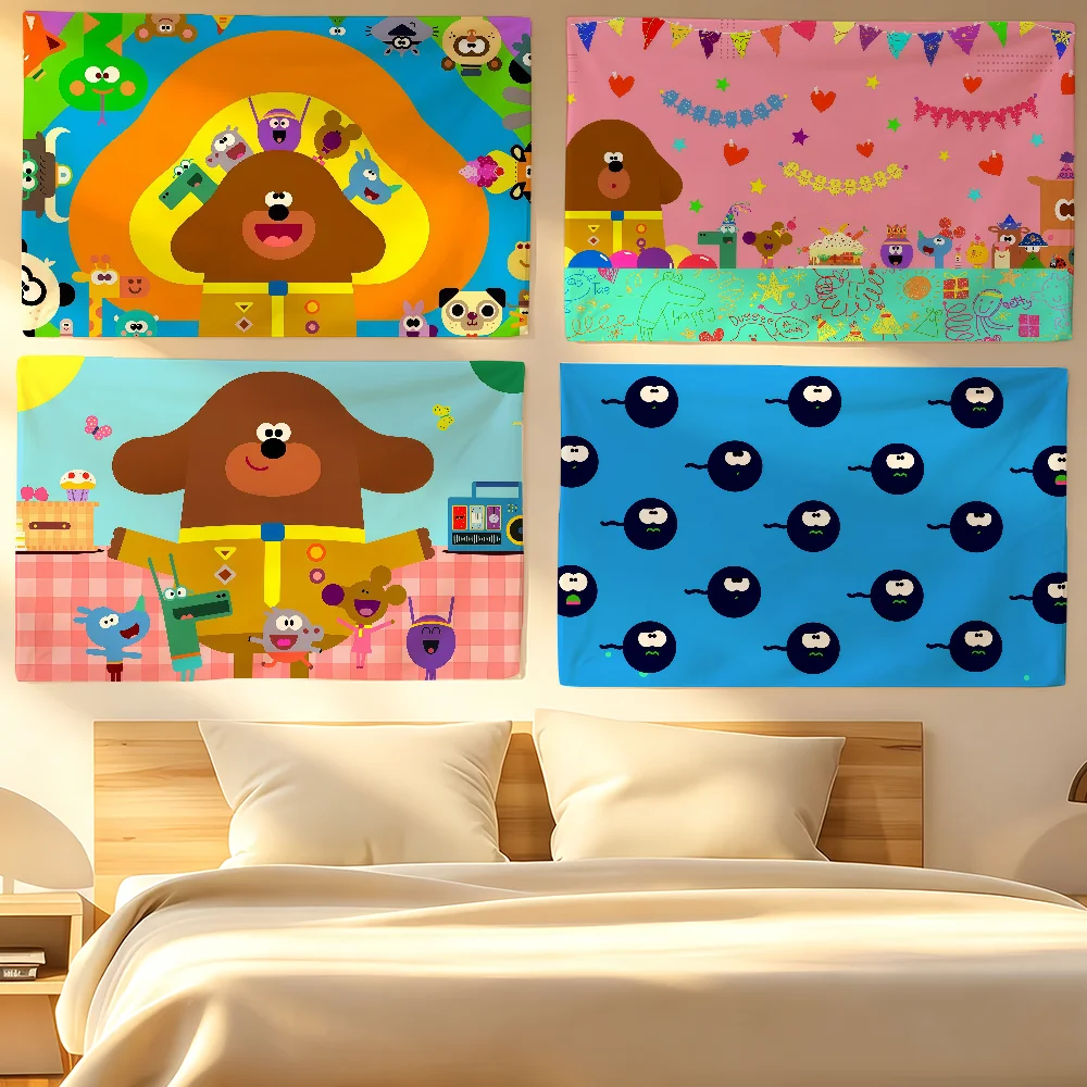 Cartoon Hey D-Duggee Flag Tapestries For Classroom Dormitory Camping Picnic Party Cheering Home Indoor Outdoor Decor