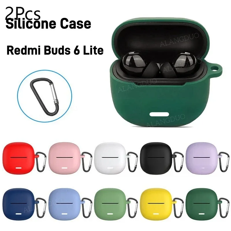 2pcs for Redmi Buds 6 Lite Silicone Protective Cover Fundas Bluetooth Earphone Case for Redmi buds 6lite Protective Cover Shell