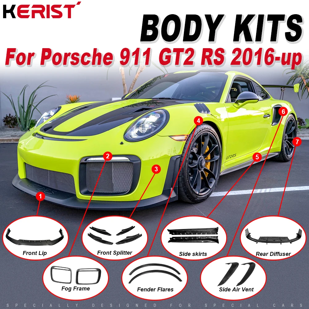 

Carbon Fiber body kits Front Lip Spoiler Side Skirts rear Spoiler For porsche gt2 rs