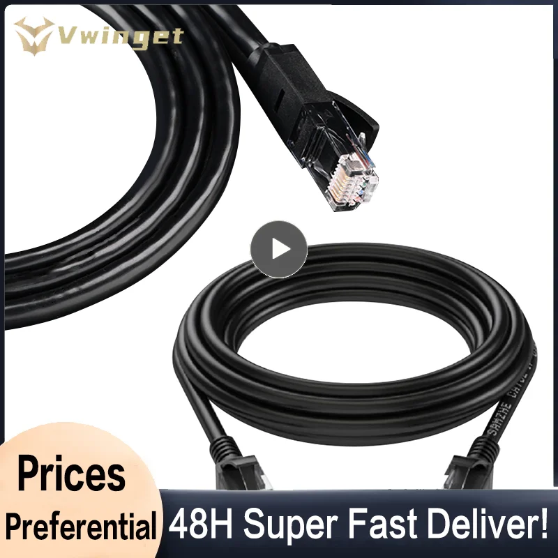 Black RJ45 CAT-5 Ethernet Cord Lan Network Patch Cable Compatible Patch Cord For Computer Multiple Specifications Cables