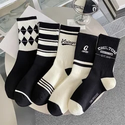 Women Socks High Quality Fashion Letter Street Casual Long Socks Breathable Striped Embroidery Spring Female Short Socks Funny