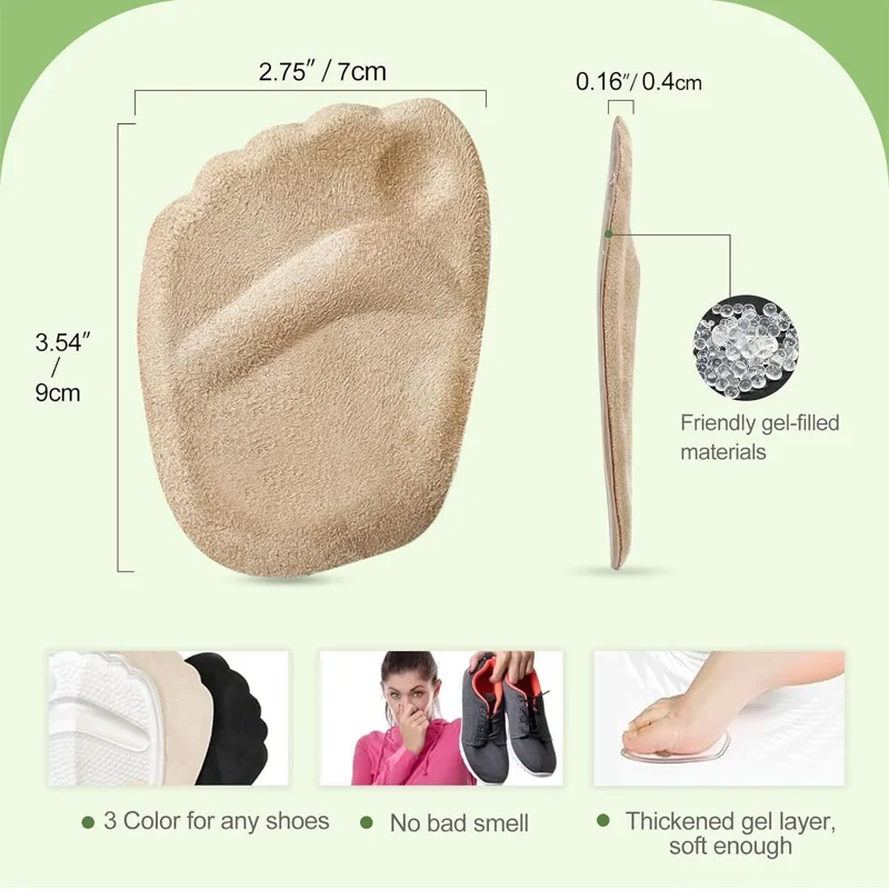 Silicone Half Insoles gel Women Forefoot Pads Plantar Fasciitis Relief Comfortable Foot Pads Shock Absorption Shoe Pad foot care