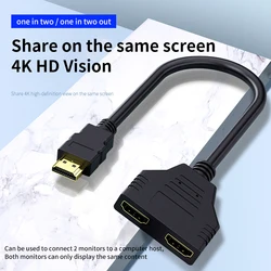 Hdmi-Compatible Cable Splitter 1080P 2 Dual Port Y Splitter 1 In 2 Out Cable Adapter for Lcd Tv Box Ps3 Hdmi-Compatible Splitter