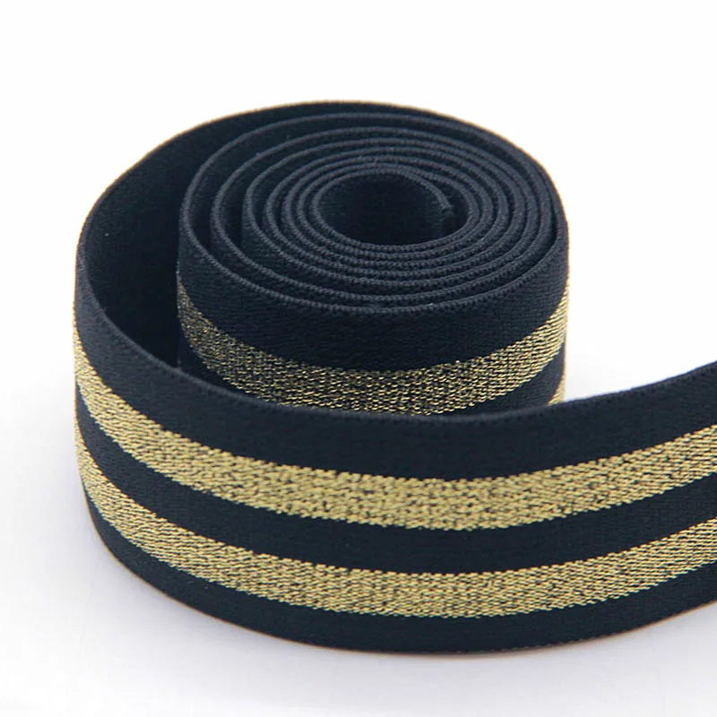 5cm 4cm Elastic Bands Gold Silver Stripe Elastic Rubber Band 40mm 50mm Belt for Garment Trousers Sewing Accessories DIY 1M