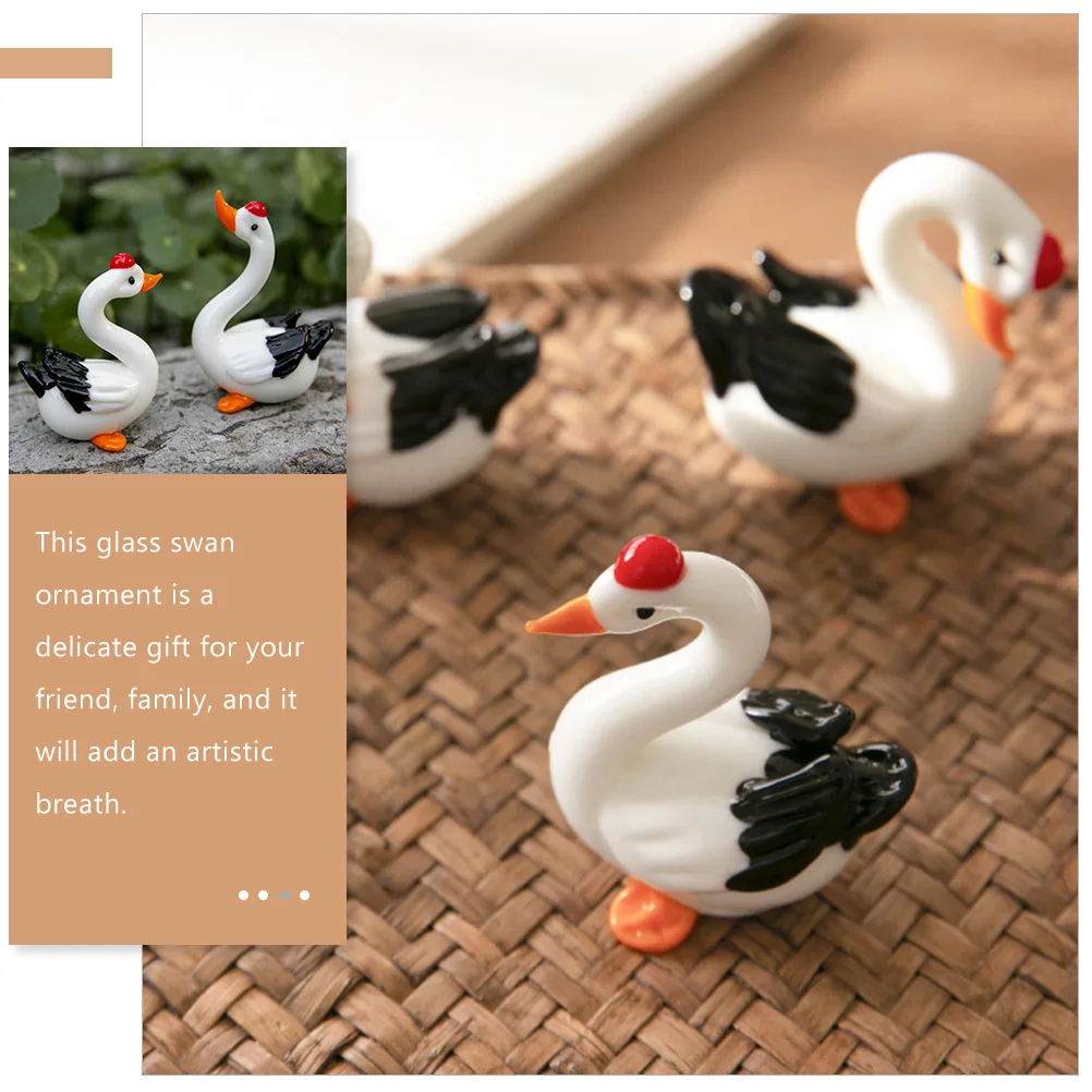 

4Pcs Swan Ornaments Desktop Decorative Glass Art Creative Home Office Wedding Table Adornment Glass Figurines Home Decoration