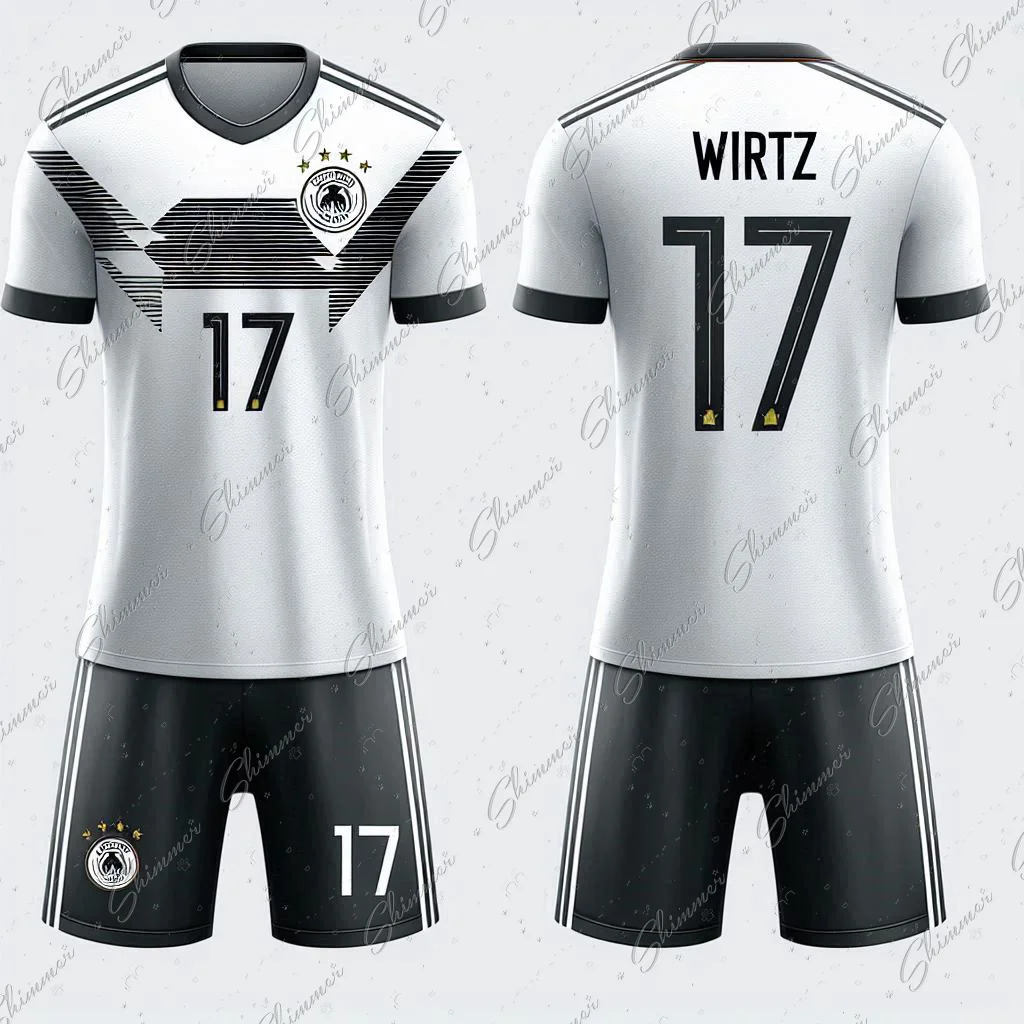 Football Jearsey 2pc Short Sleeves German Style No.17 Training And Competition Jersey Kit Children\'s Soccer Kits Germany 2024