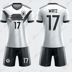 Football Jearsey 2pc Short Sleeves German Style No.17 Training And Competition Jersey Kit Children's Soccer Kits Germany 2024