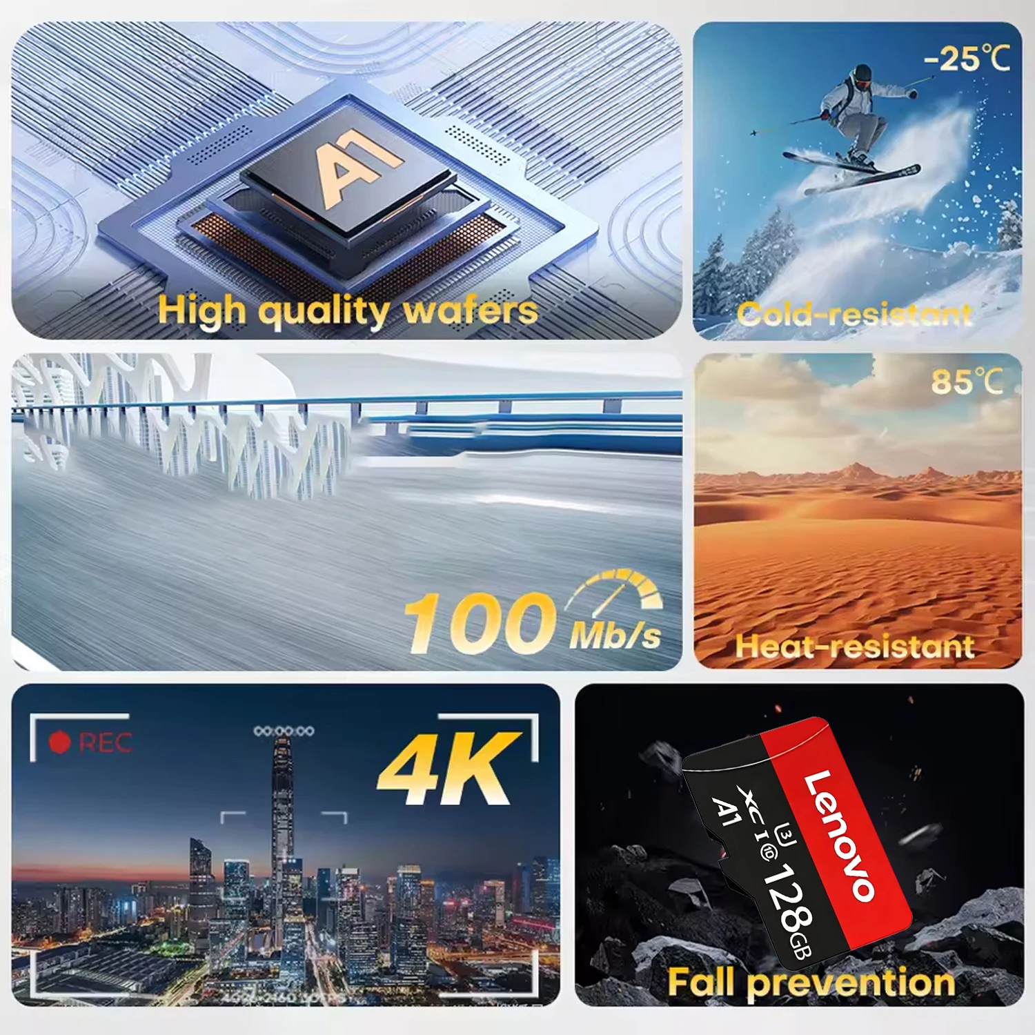 Lenovo 1TB 512GB High Speed Storge SD Card Original Memory Card 128GB Class10 V30 TF Flash Cards for Drone Camera Tablet - view 6