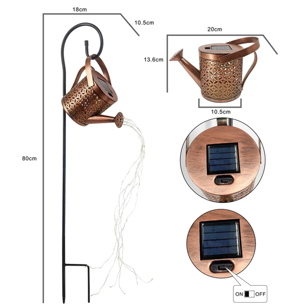 Imagem -06 - Solar Rega Pode Lanterna de Metal Outdoor Waterfall Lights Impermeável Pendurado Luz Decoração do Jardim Fairy Art Decorativa