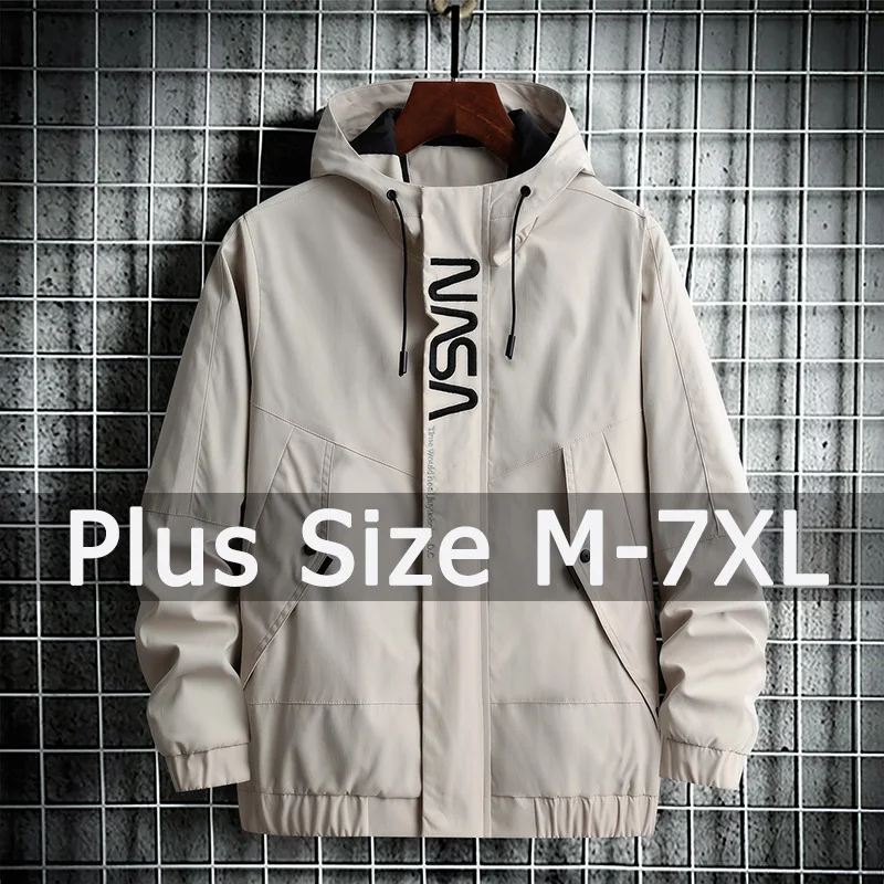 

Sport Hooded Jacket for Men Plus Size 6XL 7XL Autumn Winter Fashion Coat Loose Outwear Big Size Men Clothing Chaquetas Hombre