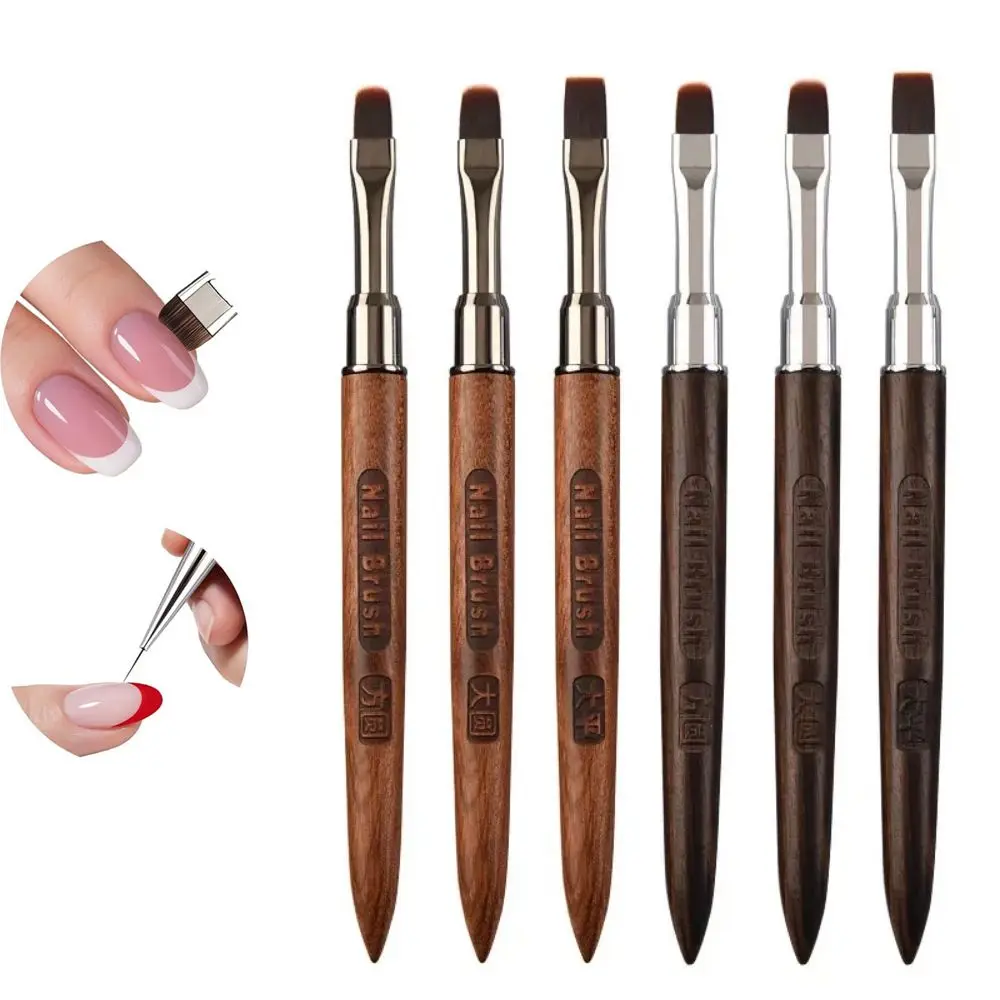 Wooden Nail Art Brush DIY Painting Brush No Shedding Nail Art Liner Brush with Pen Cap No Brush Marks Gel Painting Brush