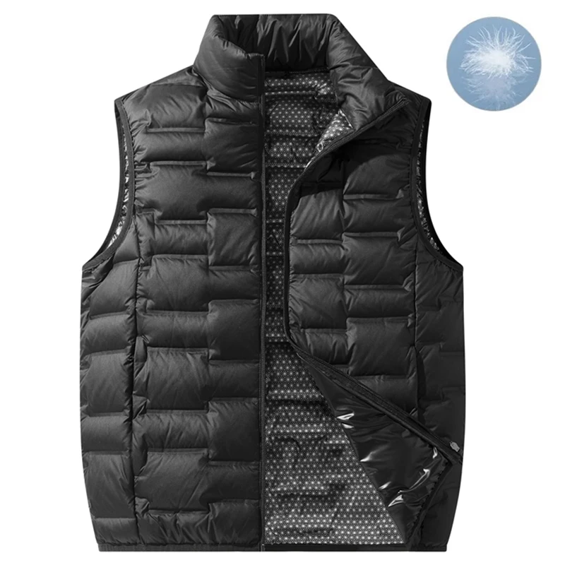 Men Winter New White Duck Down Vest Stand Collar Windproof Waterproof Warm Waistcoat Men Ultralight Casual High Quality Vest Man
