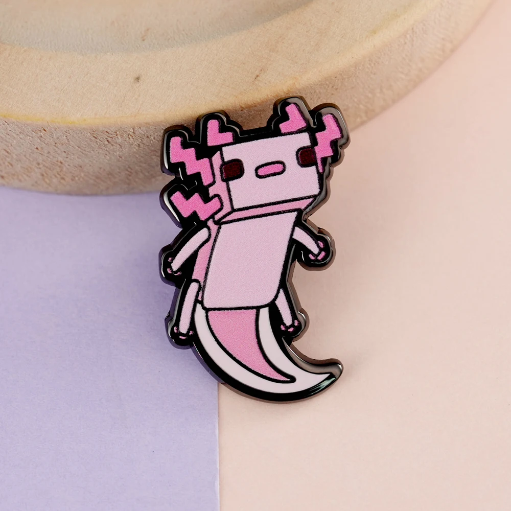 Axolotl المينا دبوس رمل لعبة مستوحاة شارة الطرفية بكسل الحيوان بروش ألعاب هدية مجموعة