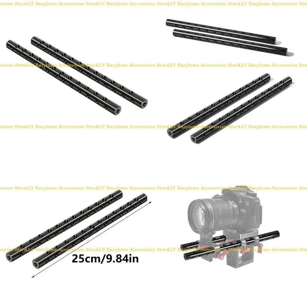 

462E 2Pcs 15mm Follow Focusing Rod Aluminum Alloy with Multiple 1/4inch Threaded Holes for Photography Systems