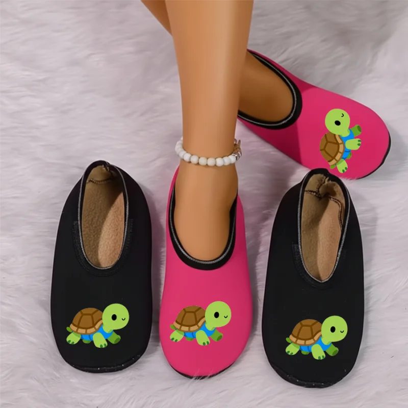 

Four season wearable couple cartoon bird print with thin velvet lining, breathable, high elasticity, anti slip floor slippers