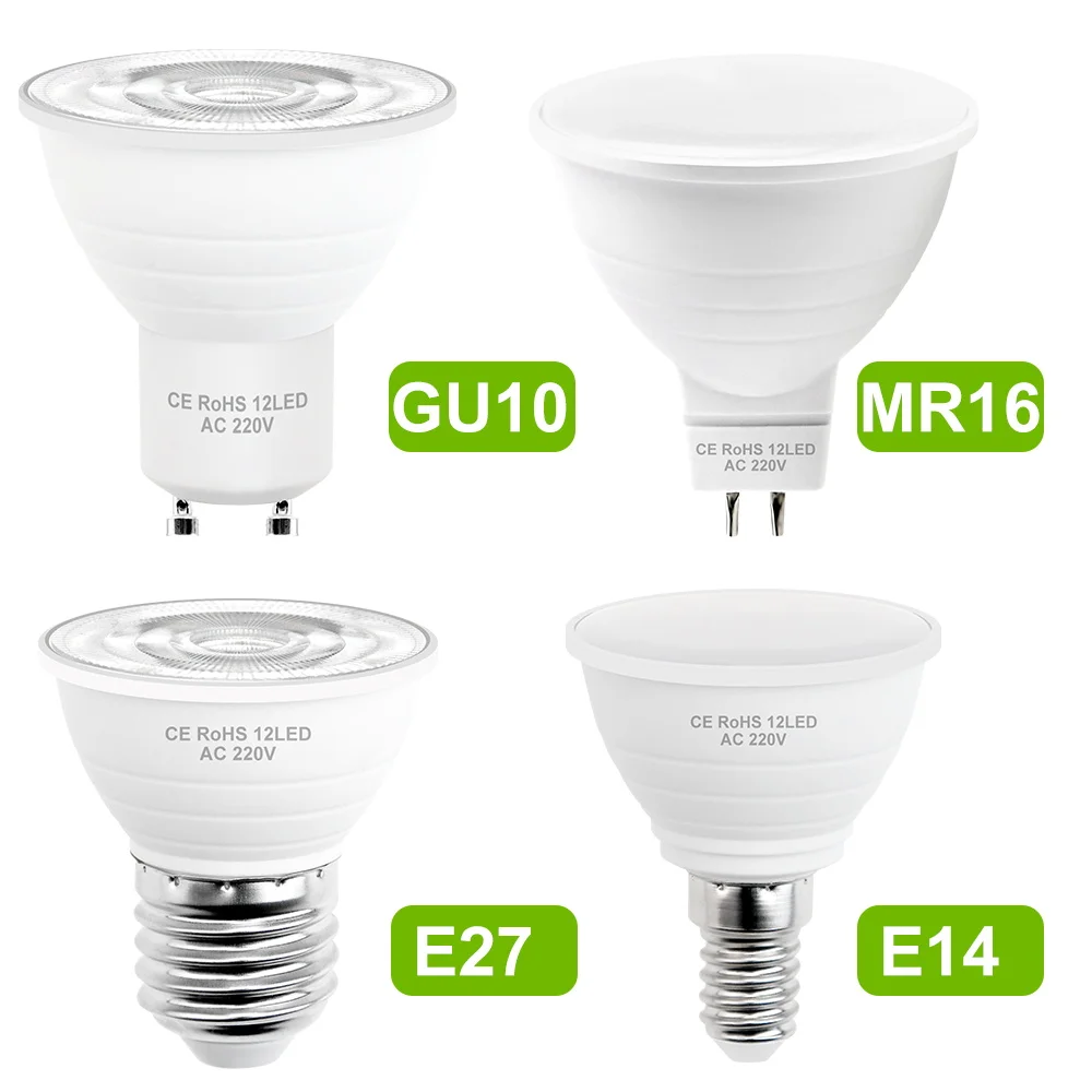 7W LED High Brightness Bulb E27 Spotlight E14 Corn Lamp MR16 Downlight B22 Ceiling Lamps GU5.3 Bedroom GU10 Kitchen Lighting