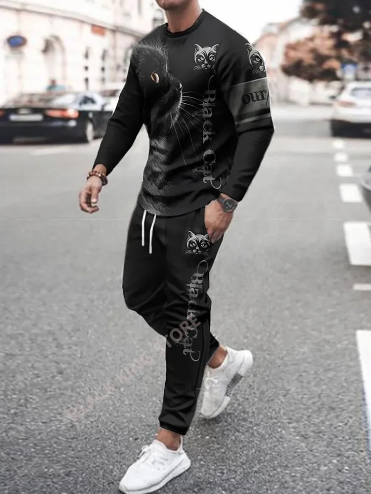 Animal Pattern 2 Piece Set Autumn Long Sleeve Men T Shirt Trousers Suits 3D Print Tracksuits Oversized Sweatshirts Pants Outfits