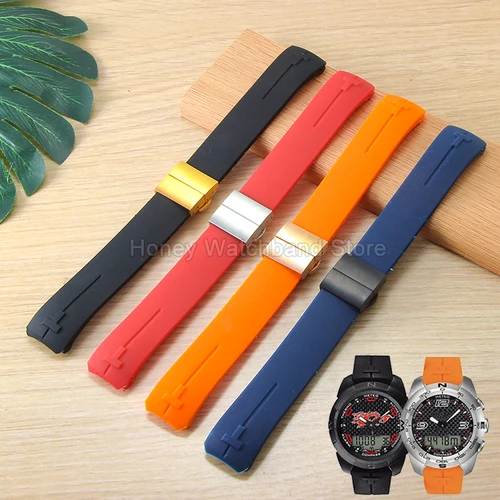 Pulsera de silicona cómoda y Flexible para Tissot t-touch azul naranja T013 T047 T121 correa de reloj interfaz especial resistente al sudor