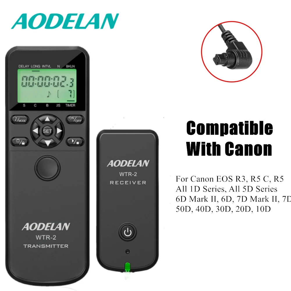 AODELAN draadloze afstandsbediening timer en trigger LCD-camera ontspanknop voor geselecteerde Canon Nikon Sony Fujifilm Panasonic-camera's