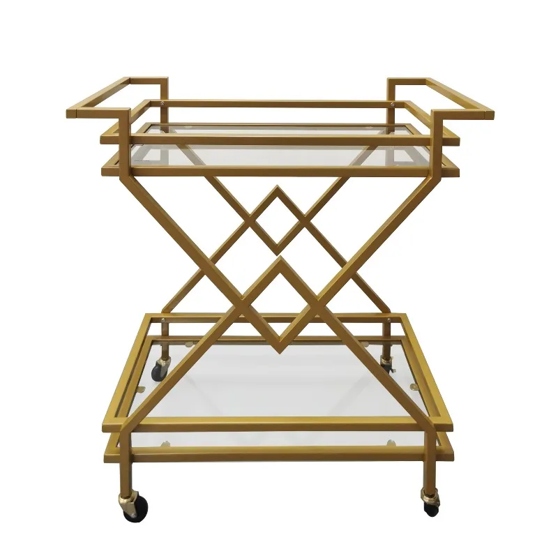 Wrought iron pastry trolley, second and third floor food delivery cart, restaurant wine cart