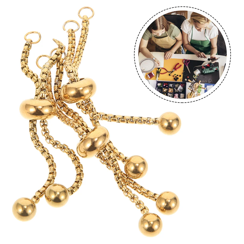 

3 шт. регулируемый браслет-слайдер из нержавеющей стали, золотой удлинитель цепи из бисера, принадлежности для рукоделия для женщин, регулируемый золотой браслет