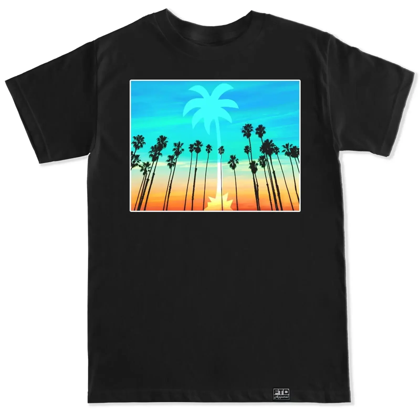 CAMISETA MASCULINA LA PALM TREE CALIFORNIA EDM FIESTA DUB TRAP MÚSICA DJ HOUSE DANCE vintage Lavada Respirável Macia Elástica