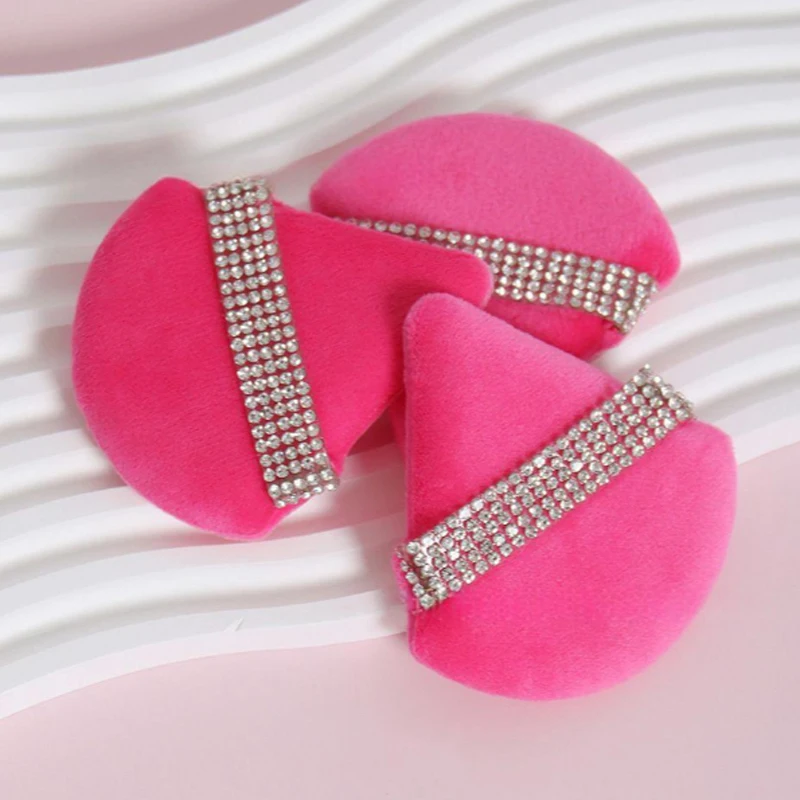 Esponja de esponja de polvo de diamante de terciopelo suave, esponjas de cosméticos triangulares portátiles para maquillaje Facial, herramientas de maquillaje de belleza para mujer