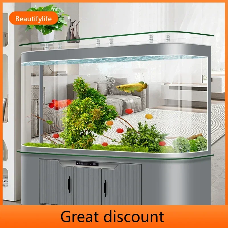 M45 Hot Bending Integrated Molding Fish Tank Living Room New Bottom Filter Change Water Large Floor Aquarium