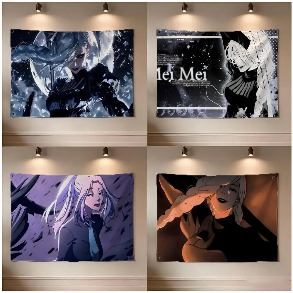Jujutsu Kaisen Mei Mei Flags Borderless Four Ring Ornament Indoor Outdoor Decoration Quick Hang Install