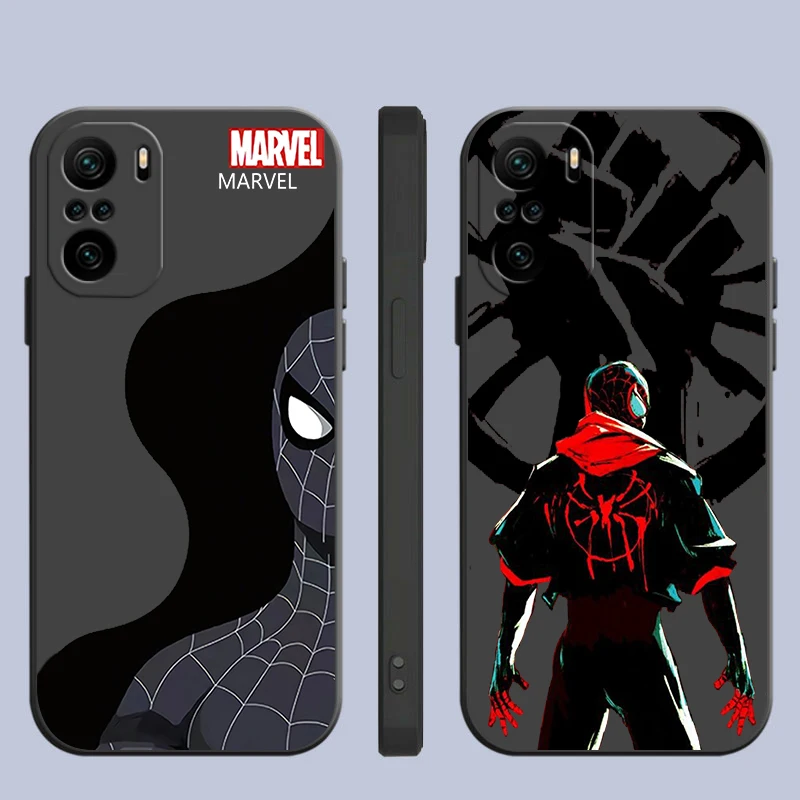 Marvel Spiderman Logo Art Phone Case For Xiaomi Redmi Note 12 11E 11S 11 11T 10 10S 9 9T 9S 8T Pro Plus 5G Black Cover