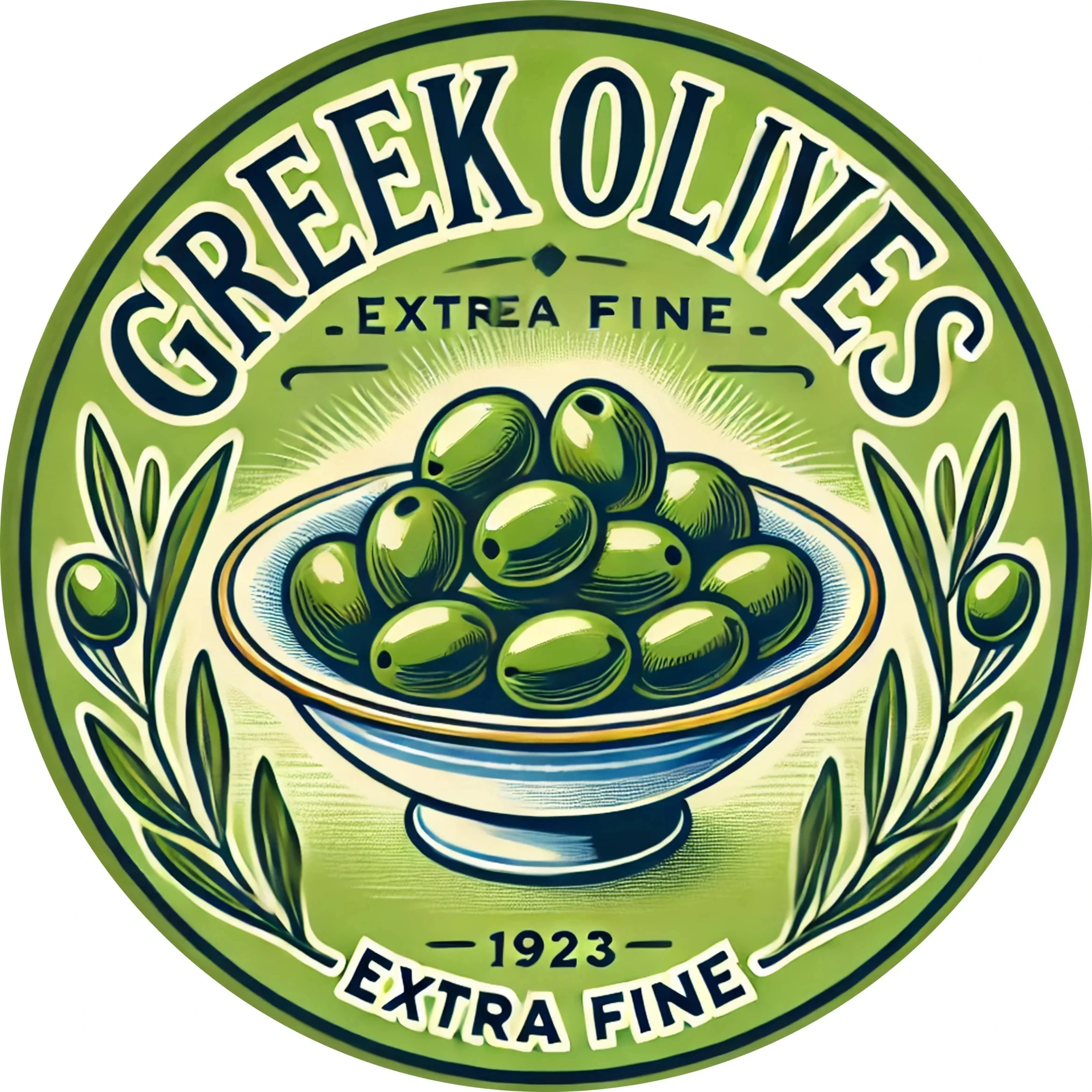 2D Flat, 1 Piece 8X 8inch Greek Olive Vintage Metal Wall Art Sign - Vintage Style Aluminum Decoration with 