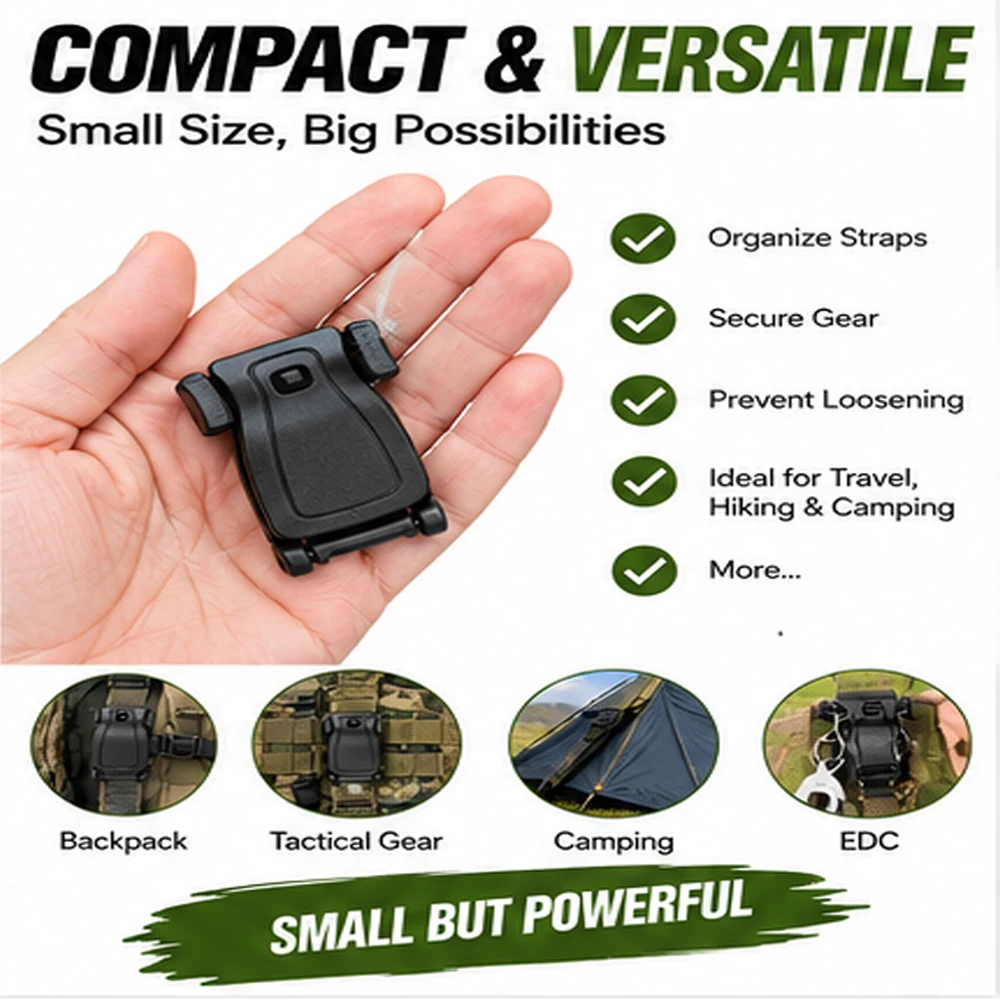 Clips Tactical Strap Attachment Buckles Multipurpose Backpack Gear Fasteners Bags Outdoor Equipment Camping Hiking Accessories