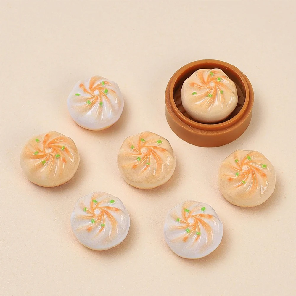 10PCS Shiny Fried Buns Series Miniature Flat Back Resin Cabochons For Hairpin Scrapbooking DIY Home Decor Craft Accessories