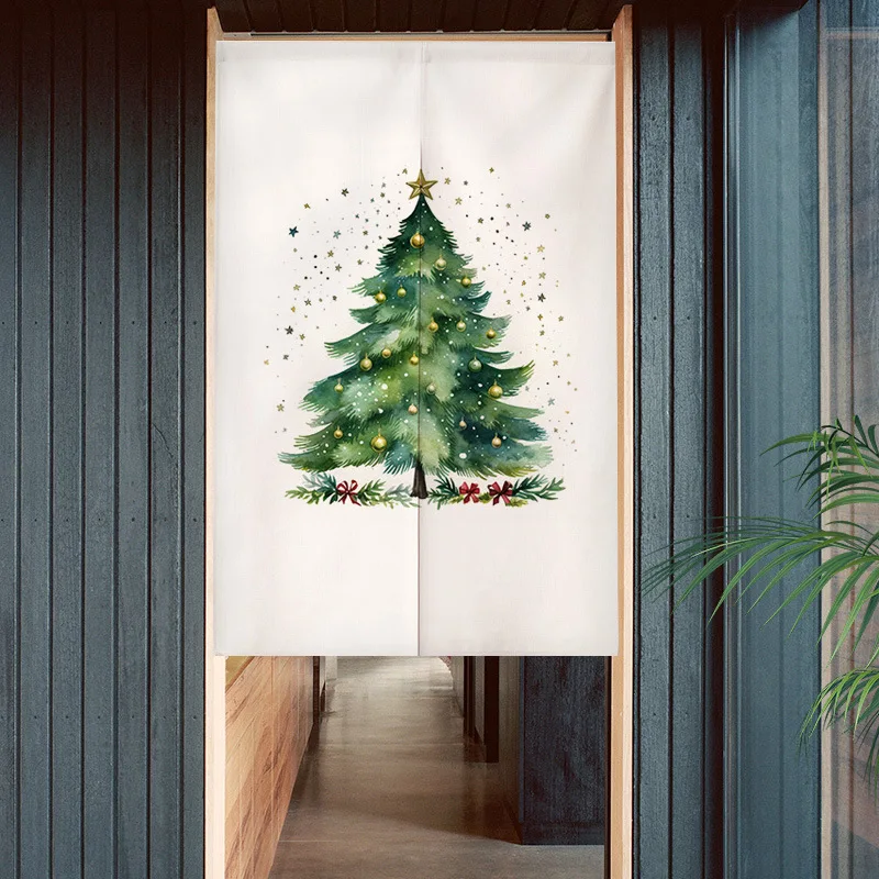 Christmas tree decoration changing room Curtain Privacy Partition Doorway Curtains Kitchen Entrance Noren Linen Hanging