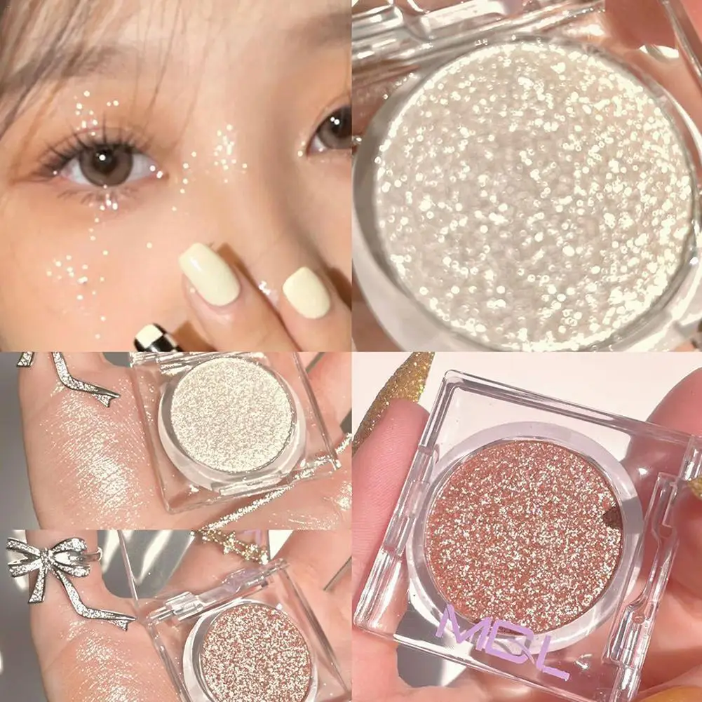 1Pc Diamond Glitter Eyeshadow Shiny Pearlescent White Brown With Flash Eye Shadow Palette Long Lasting Eyes Makeup Cosmetics