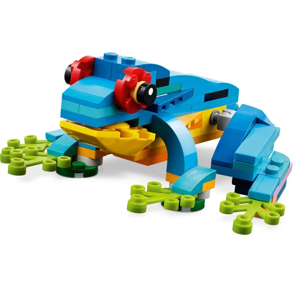 Create 3 Animals in 1 with this Exotic Parrot Building Blocks Set - Parrot, Fish and Frog in One