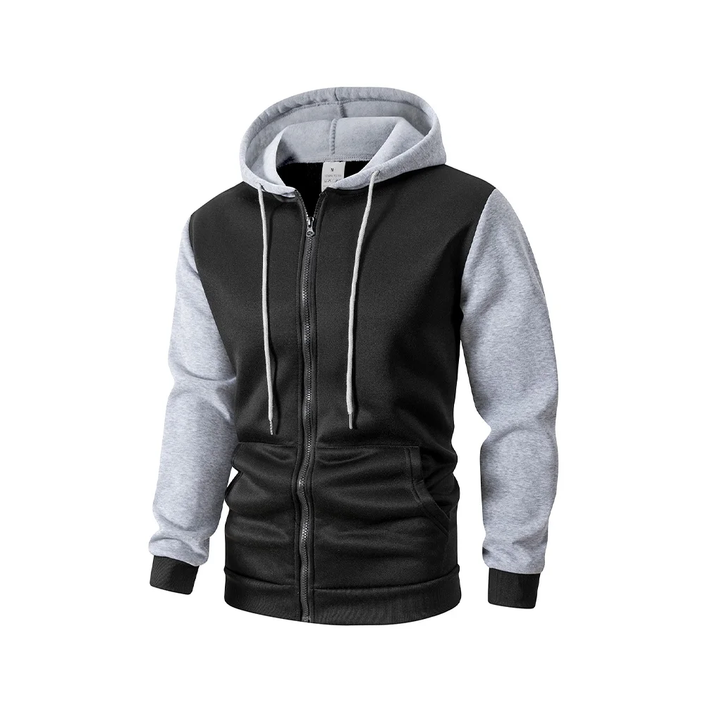 เสื้อฮู้ดผู้ชายสำหรับฤดูใบไม้ร่วง แจ็คเก็ตแขนยาว เสื้อสเวตเชิ้ตโอเวอร์ไซส์ เสื้อฮู้ดแบบมีซิป เสื้อฮู้ดผู้ชายลำลอง เสื้อแจ็คเก็ตสปอร์ต