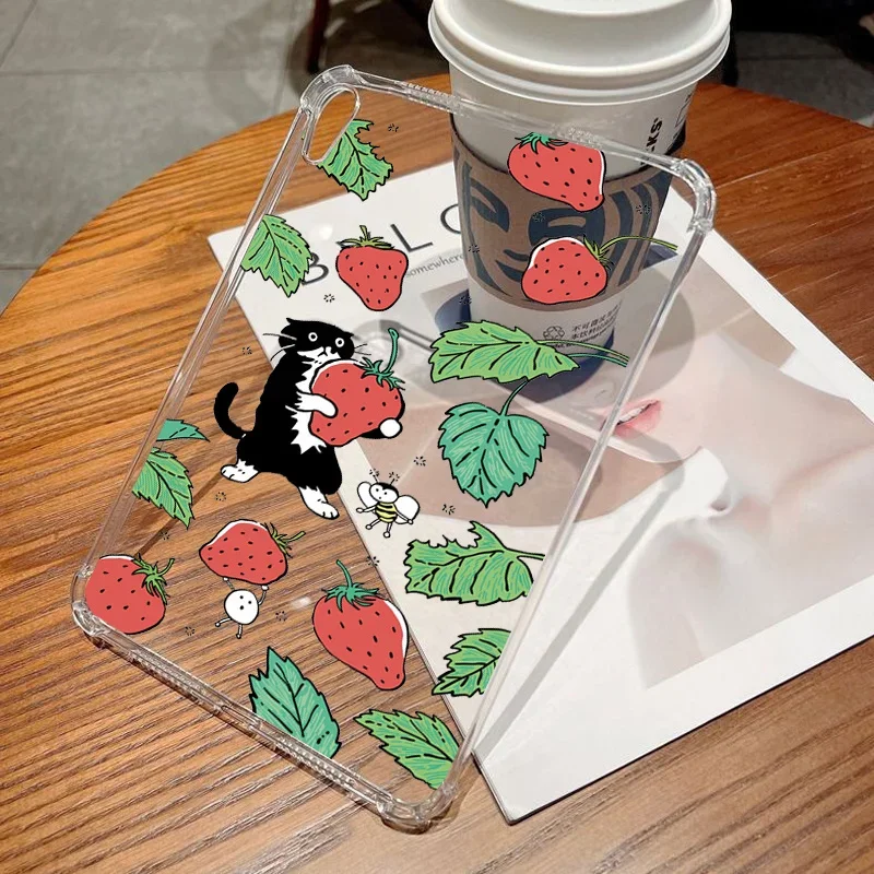 

For Samsung Tab A9 Case 8.7" A8 A7 Cute Cartoon Cats Strawberry Soft TPU Tablet Funda For Galaxy Tab S6 S7 S8 S9 FE Plus Case