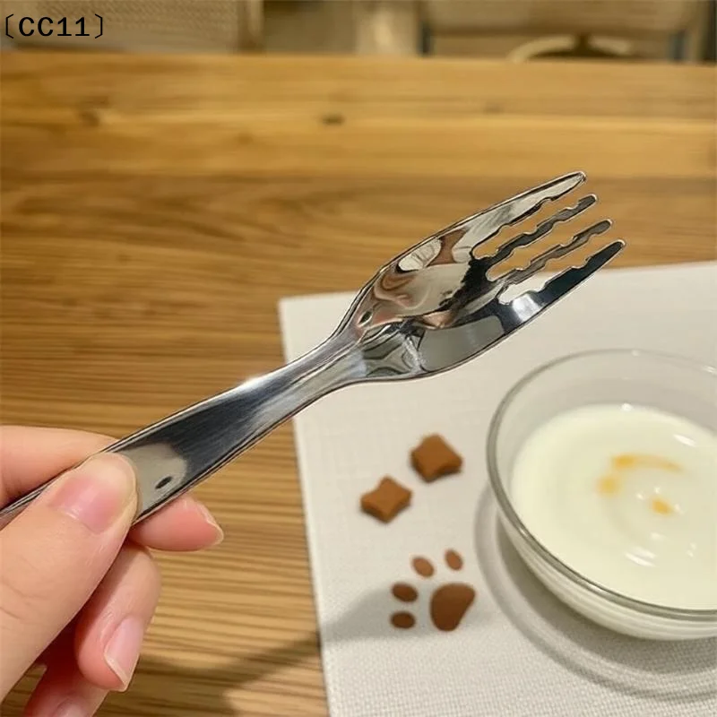 Compact Stainless Spoon And Fork Set For Kids Short Handles Ideas For Snacks Sweets Baby Supplementary Food Spoon〔CC11〕