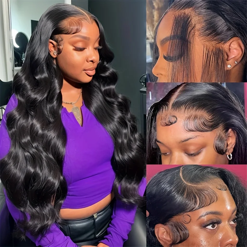 Body Wave Bundles With Lace Frontal Human Hair 4Bundles with 13x4 Free Part Ear to Ear Lace Closure Frontal Brazilian Human Hair