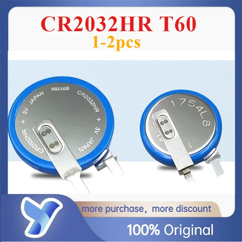 

1-2pcs CR2032HR CR2032HR-T60 3V Car Tire Pressure Battery Capacitor with High Temperature Resistance
