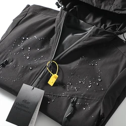 Hardshell Jacket for Men Outdoor Fashion Leisure Mountaineering Birds Pressure Glue Process Waterproof Hooded Hardshell Jacket
