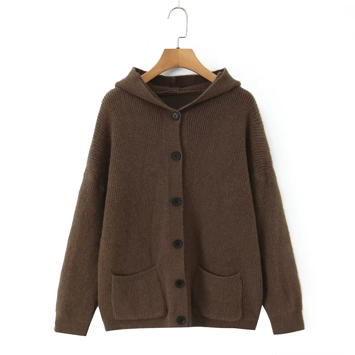 

Winter New Arrival Regular Laid-ba Sle Thiened Hooded Open Cardigan Sweater Versatile Faionable Slimming
