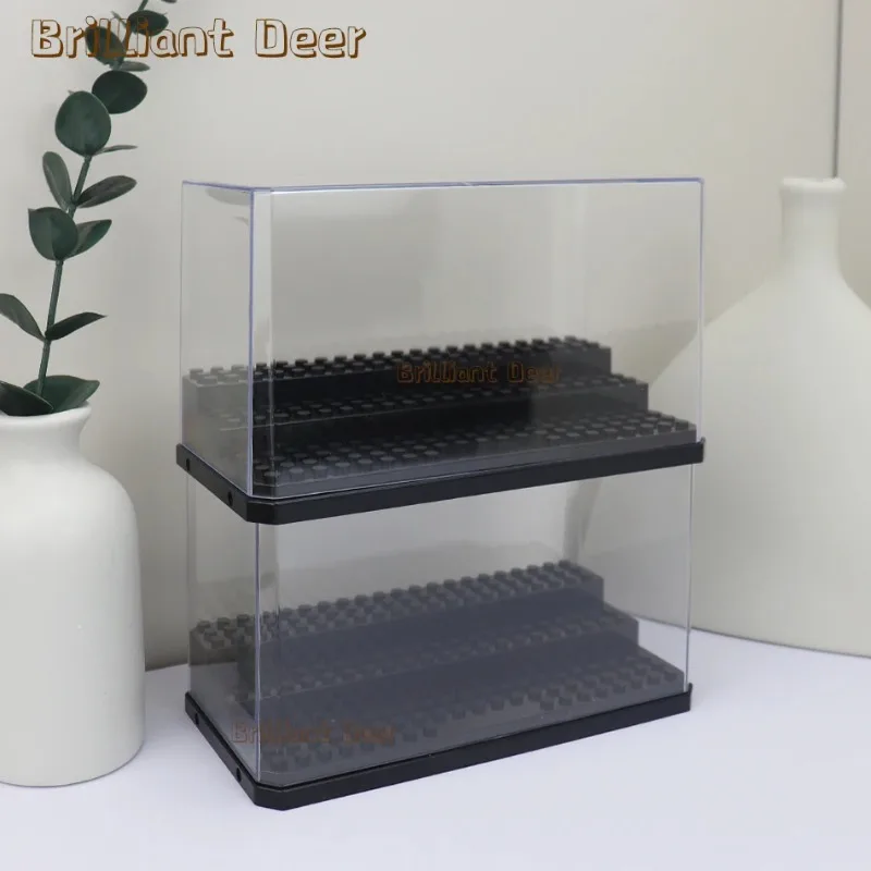 Mini building blocks dust doll display box stackable doll storage box transparent desktop model collectible storage box.