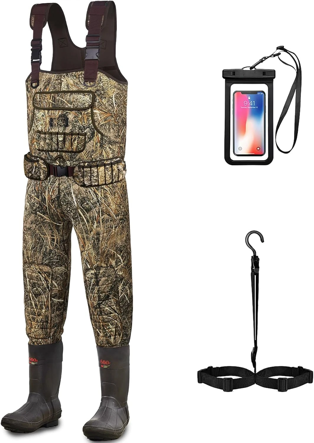 Chest Waders for Men, Neoprene Fishing Waders with Boots Hanger & 600G Insulated, Waterproof Camo Duck Hunting Waders