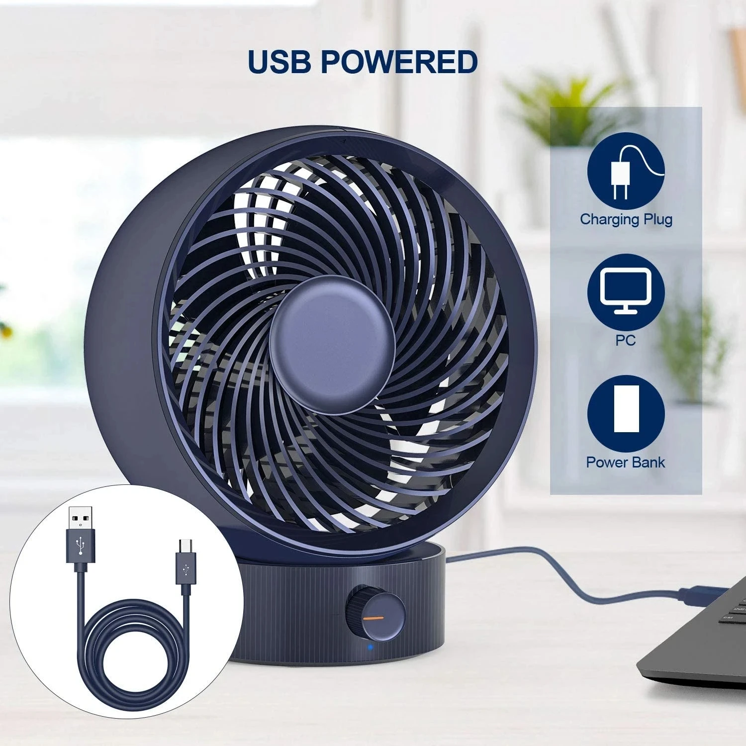 2023 Mini ventola USB portatile ventola di raffreddamento silenziosa con ventola da tavolo a testa regolabile per l'home Office all'aperto