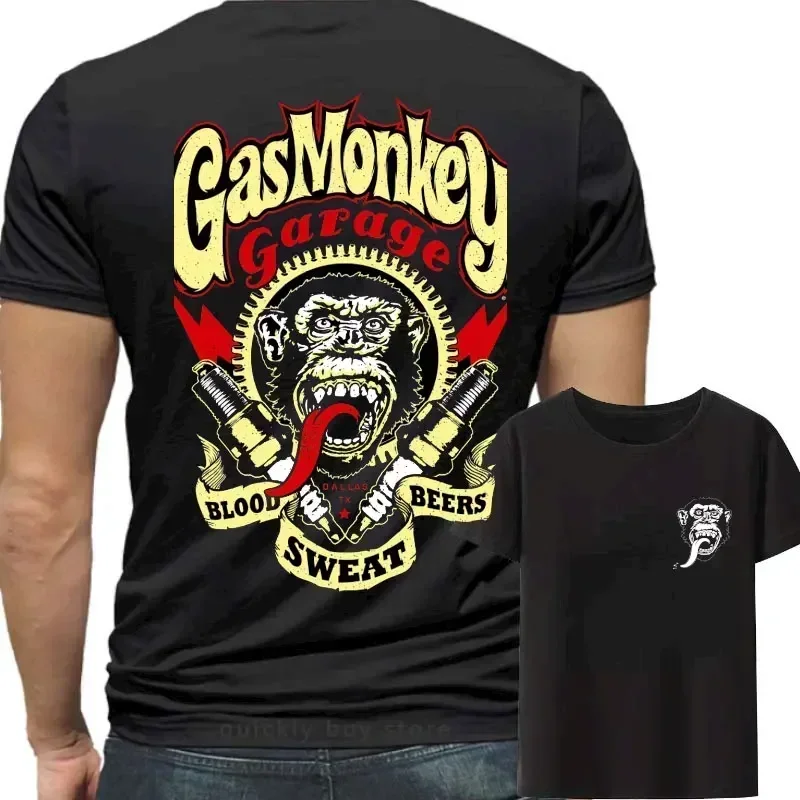 Casual Graphic Streetwear Hot Sale  Amazing Essential LE  Gas Monkeys Garage Double Sided Print T-shirt funny Summer cotton