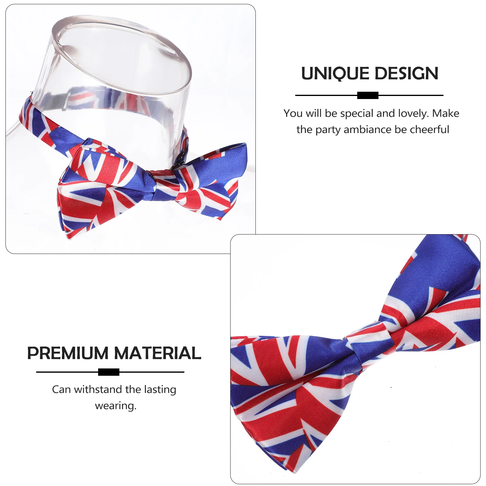 

1Set National Flag Suspender Bowtie Set High Quality Zinc Alloy Polyester Material for Celebration Party Patriotic Costume Prop